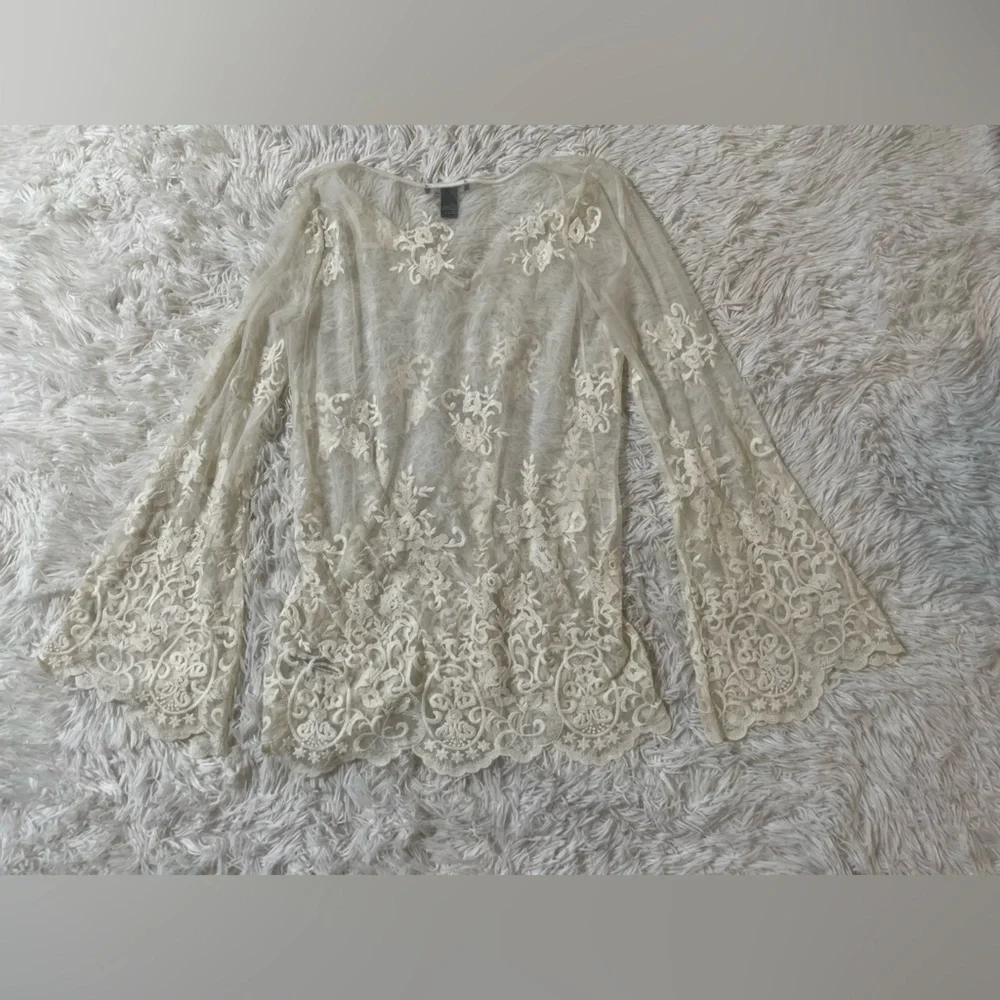 Forever 21 Whimsigoth Y2K Fairy Boho Festival Ethereal Western Resort Lace Top S - Picture 9 of 9